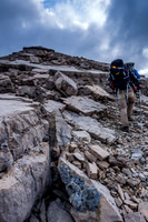 Scrambling the SW ridge.