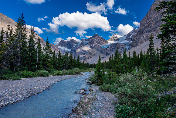 The tamer upper Recondite Creek gravel flats.