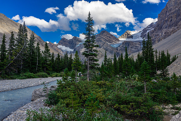 The tamer upper Recondite Creek gravel flats.