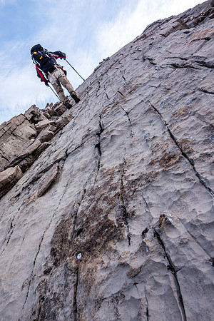 Scrambling the SW ridge.