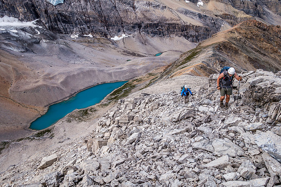 Scrambling the SW ridge.