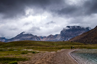 Passing Lake Katherine with Puzzle Peak at distant right.