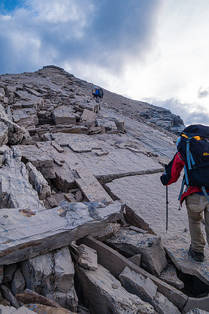 Scrambling the SW ridge.