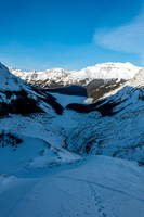 Looking down the moraine at the long slog ahead - some of it will be in the dark.