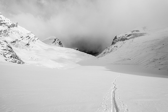 Ascending the Peyto Glacier.