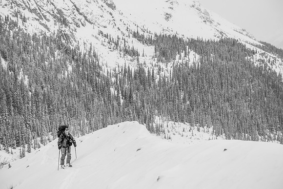 Ascending the moraine.