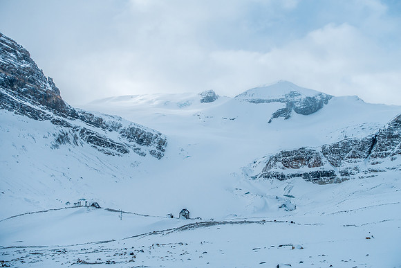Looking past the research station to the Peyto Glacier.
