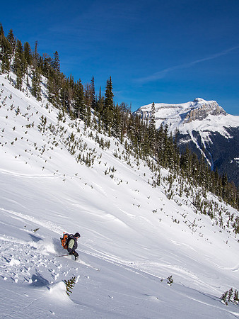 Skiing down the Emerald Slide Path.
