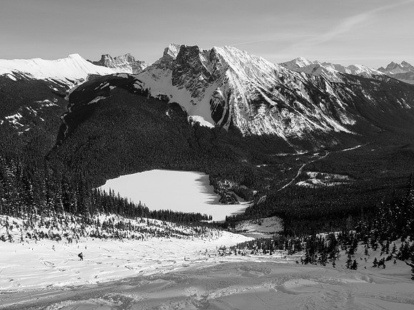 Skiing down the Emerald Slide Path.