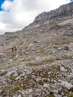 Starting up the west face of the north end of OXO from the pass.