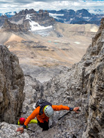 Climbing out of the gully.