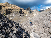 Interesting piles of rock and scree litter the mouth of the valley.