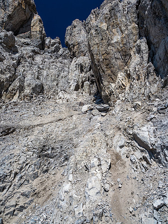 Looking back up the gully we just came down.