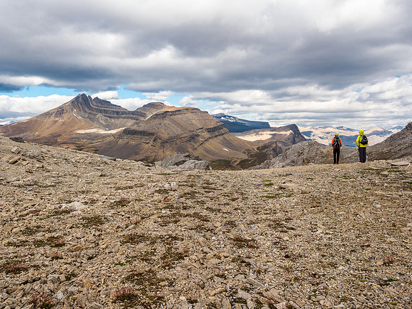 At the pass, looking over Dolomite Creek towards Cirque and Silverhorn.