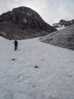 Clearly beside, or just on a small glacier as we continue to ascend.