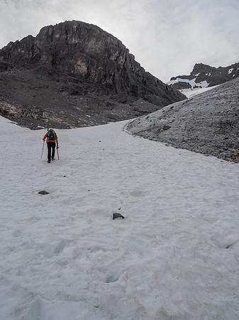 Clearly beside, or just on a small glacier as we continue to ascend.