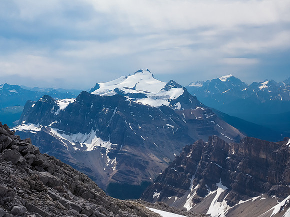 Mount Hector rises above Andromache and Little Hector with Mount Temple in the background at right.