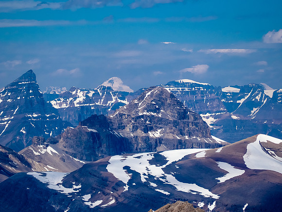 Mount Columbia rises over Mount Weed in the foreground, Chephren at left.