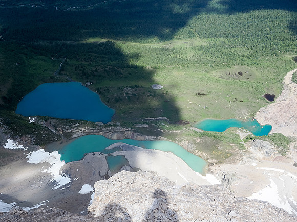 Gorgeous tarns under the northeast face of Bobac along the Siffleur River Valley.