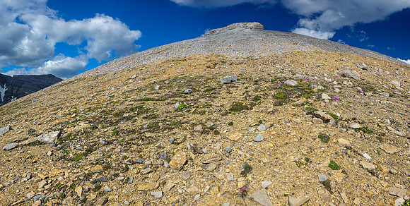 Steep rubble on the east slopes of Greater Prow.