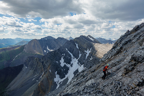 Steep rubble on the east slopes of Greater Prow.