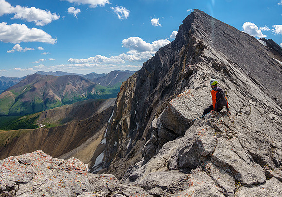 Returning to Greater Prow. These blocks are overhanging the east face and great care must be taken.