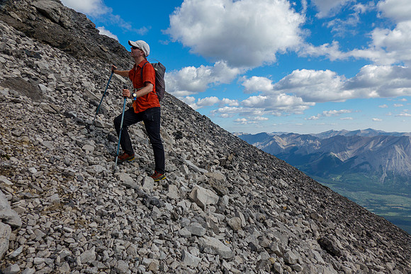Steep rubble on the east slopes of Greater Prow.