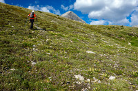 Hiking east approach slopes to Greater Prow.