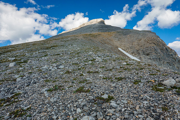 Steep rubble on the east slopes of Greater Prow.
