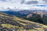 Views south down Tyrrell Creek to Melanin Peak and Mount White.