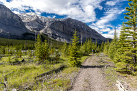 Gable Mountain rises across the Red Deer River.