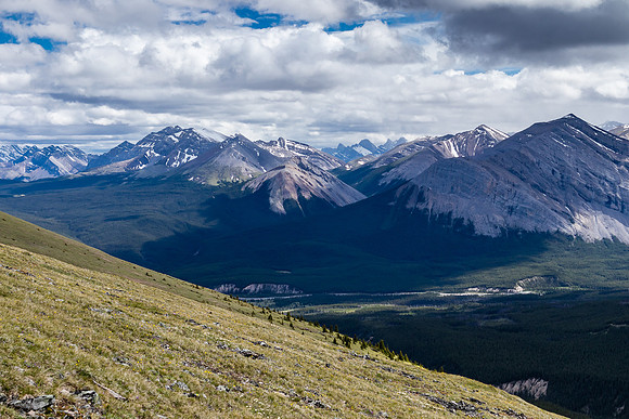 Descending the west slopes of Wapiti towards Tyrrell Creek.