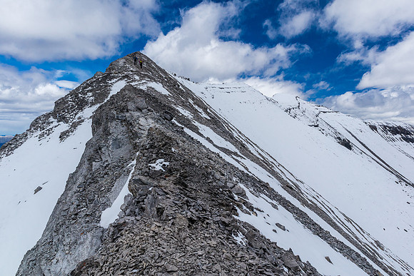 Ascending the west ridge of Wapiti Mountain to the summit.
