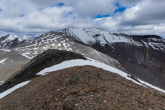 The summit is still a long ways off and looking pretty snowy for late June!