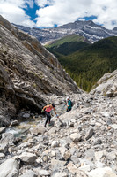 Ascending the west access drainage for Condor Peak.