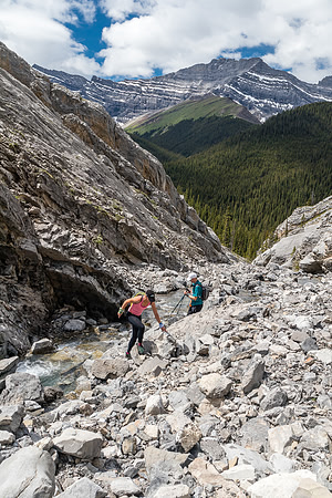 Ascending the west access drainage for Condor Peak.