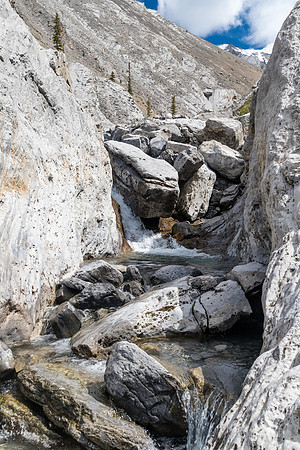 Ascending the west access drainage for Condor Peak.