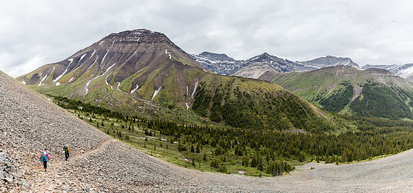 Descending Shale Pass towards Peters Creek and Chirp Peak.