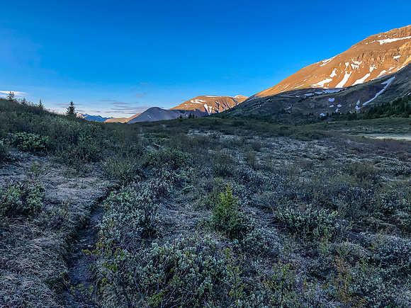 Hiking through a frozen Tomahawk Pass.