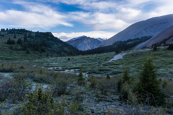 Hiking through a frozen Tomahawk Pass.