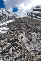 Ascending steep scree to gain the south ridge of Condor Peak.