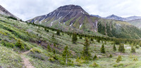 Descending Shale Pass towards Peters Creek and Chirp Peak with Divide Pass at left.