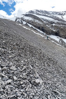 Ascending steep scree to gain the south ridge of Condor Peak.