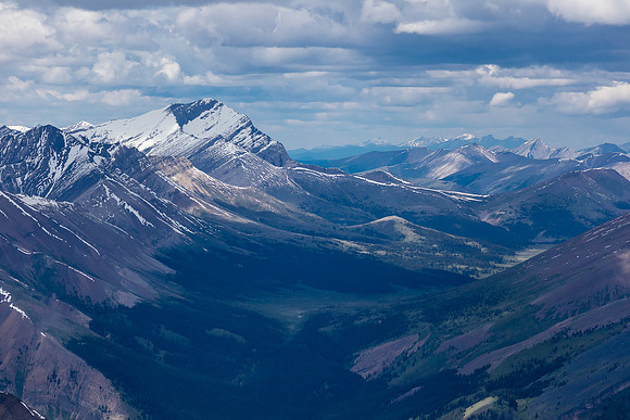 Whelk Peak dominates the Ranger Creek / Ram River area to the north.