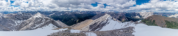Summit views west and north include many eastern Banff peaks.