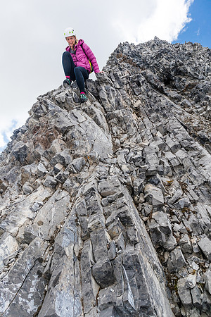 Joanna descends the bottom of the crux above me.