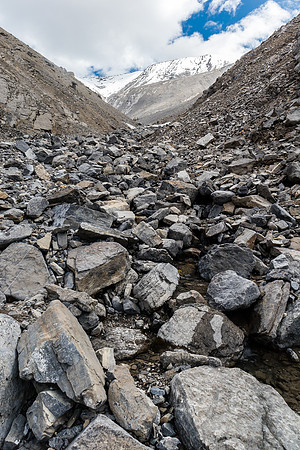 Ascending the west access drainage for Condor Peak.