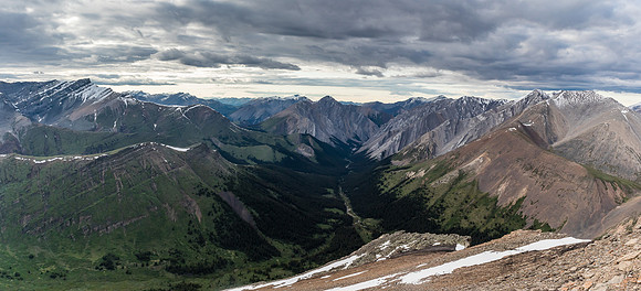 Views down Peters Creek to Mount Peters. Condor Peak at right.