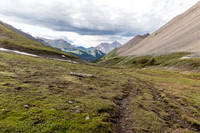 Hiking up to Divide Pass, views back down Peters Creek.