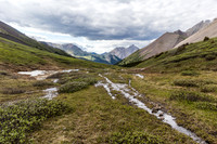 Hiking up to Divide Pass, views back down Peters Creek.